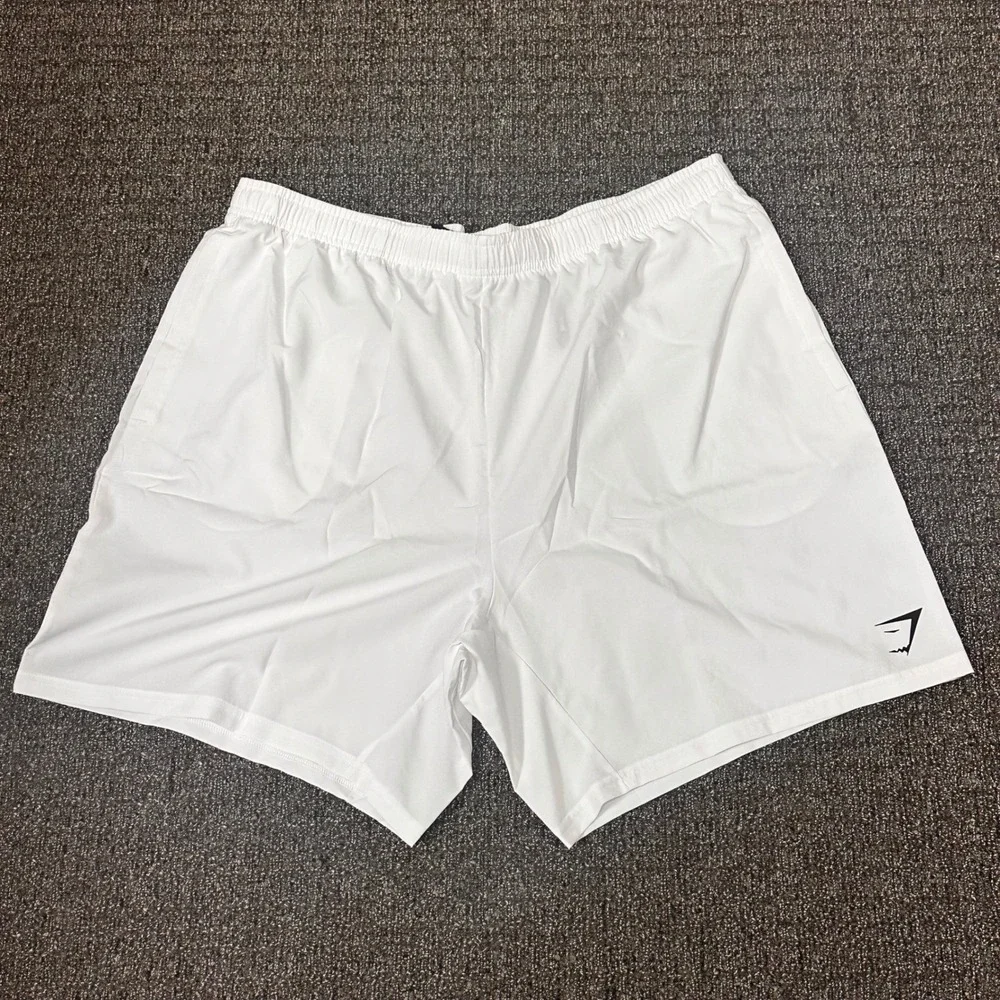 Gymshark Arrival 7" White Athletic Shorts Mens Size XL Gym Drawstring NEW - Picture 1 of 6